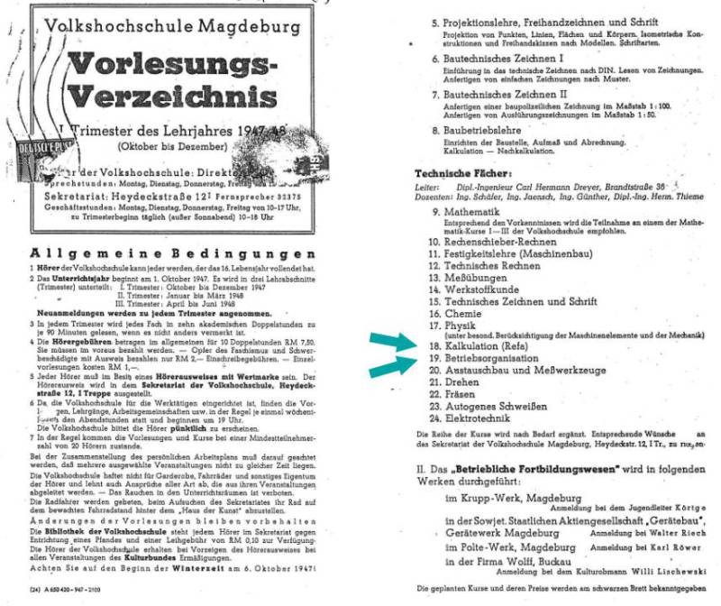 1947 - REFA Kurse an der Volkshochschule